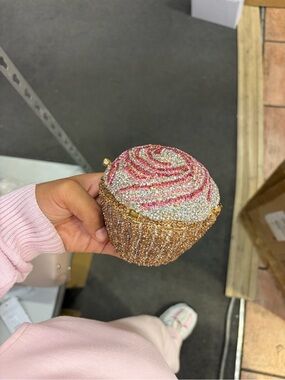 Crystal Cupcake Clutch in Gold and Pink